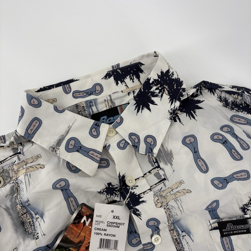 Boss By I.G. Design Hawaiian Style Shirt Chipshot Cream Color 2XL Button Down